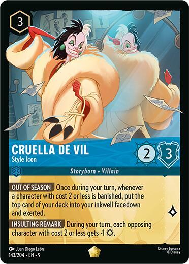 Disney Lorcana Fabled Cruella De Vil - Style Icon 143/204 Legendary