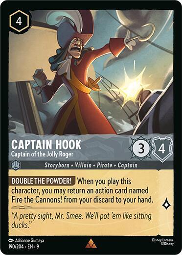 Disney Lorcana Fabled Captain Hook - Captain of the Jolly Roger 190/204 Rare