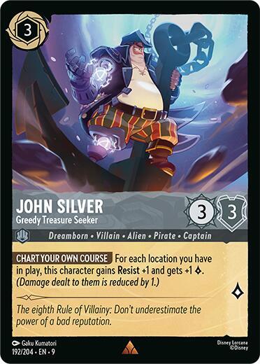 Disney Lorcana Fabled John Silver - Greedy Treasure Seeker 192/204 Rare
