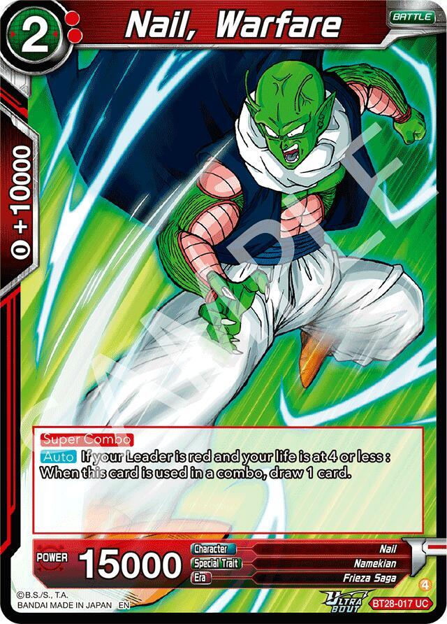 Dragon Ball Super CCG Prismatic Clash Nail, Warfare BT28-017 Uncommon Near Mint Foil