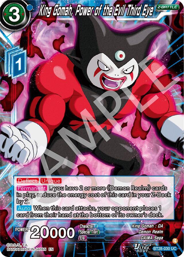 Dragon Ball Super CCG Prismatic Clash King Gomah, Power of the Evil Third Eye BT28-030 Uncommon Near Mint Foil