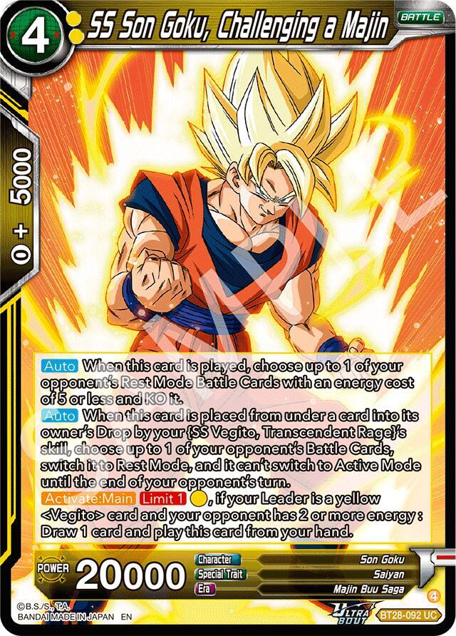 Dragon Ball Super CCG Prismatic Clash SS Son Goku, Challenging a Majin BT28-092 Uncommon Near Mint Foil