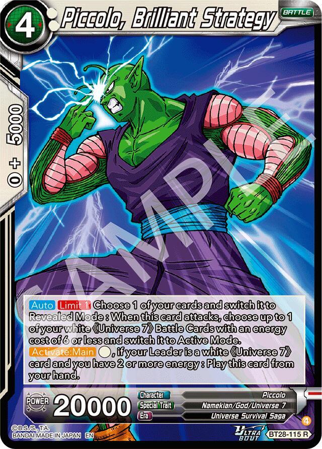 Dragon Ball Super CCG Prismatic Clash Piccolo, Brilliant Strategy BT28-115 Rare Near Mint Foil