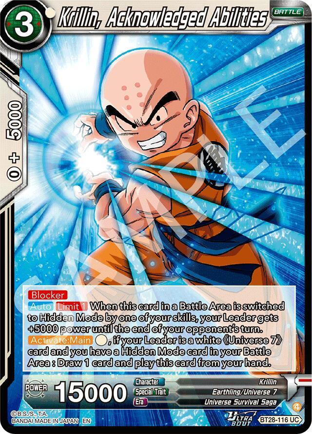 Dragon Ball Super CCG Prismatic Clash Krillin, Acknowledged Abilities BT28-116 Uncommon Near Mint Foil