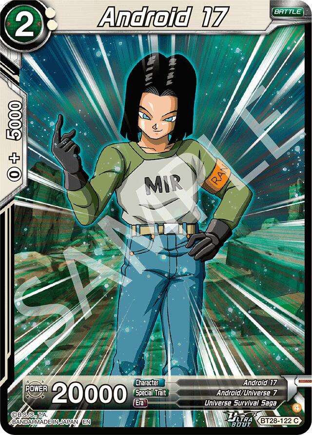 Dragon Ball Super CCG Prismatic Clash Android 17 BT28-122 Common Near Mint