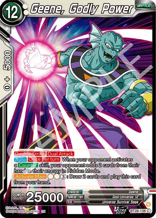 Dragon Ball Super: Masters Prismatic Clash Geene, Godly Power BT28-136 Common