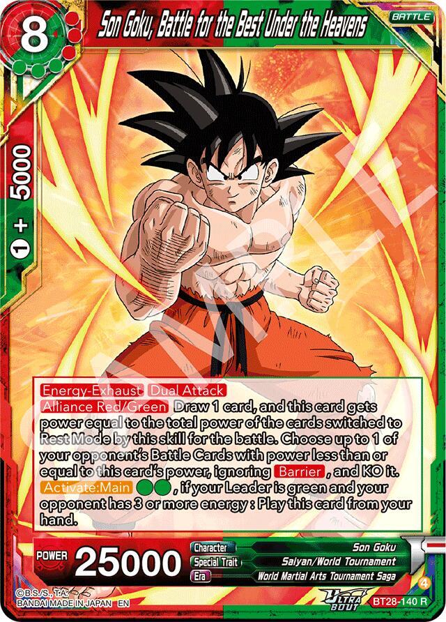 Dragon Ball Super CCG Prismatic Clash Son Goku, Battle for the Best Under the Heavens BT28-140 Rare Near Mint Foil