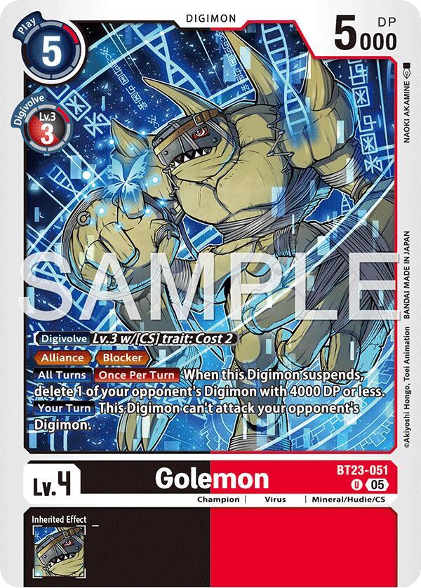 Digimon TCG Hackers' Slumber Golemon BT23-051 U Uncommon