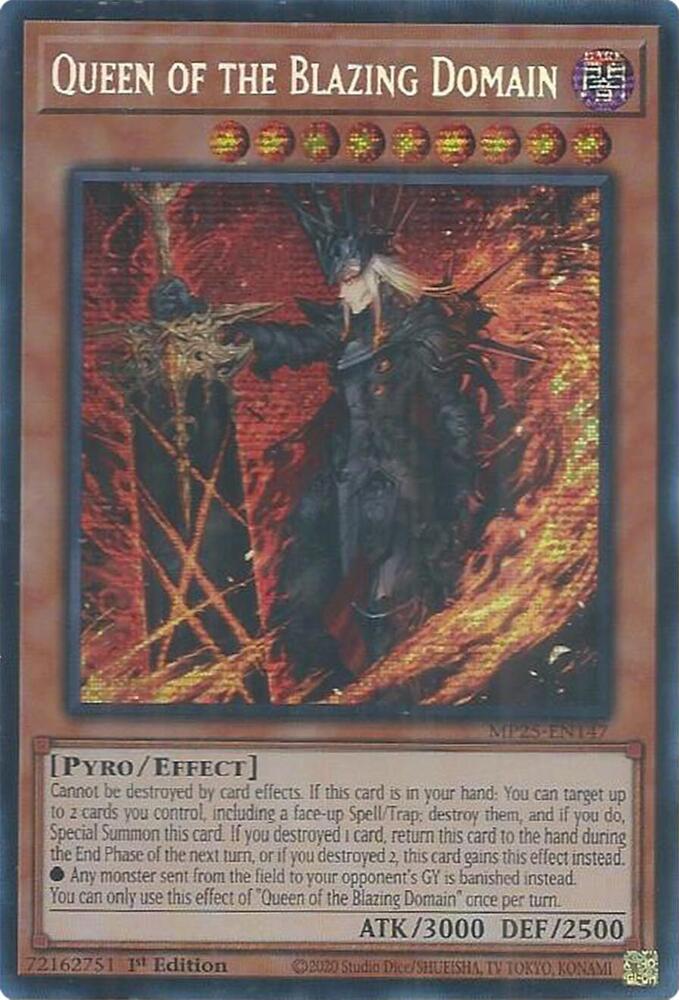 YuGiOh Cards 2025 Mega-Pack Queen of the Blazing Domain MP25-EN147 Prismatic Secret Rare
