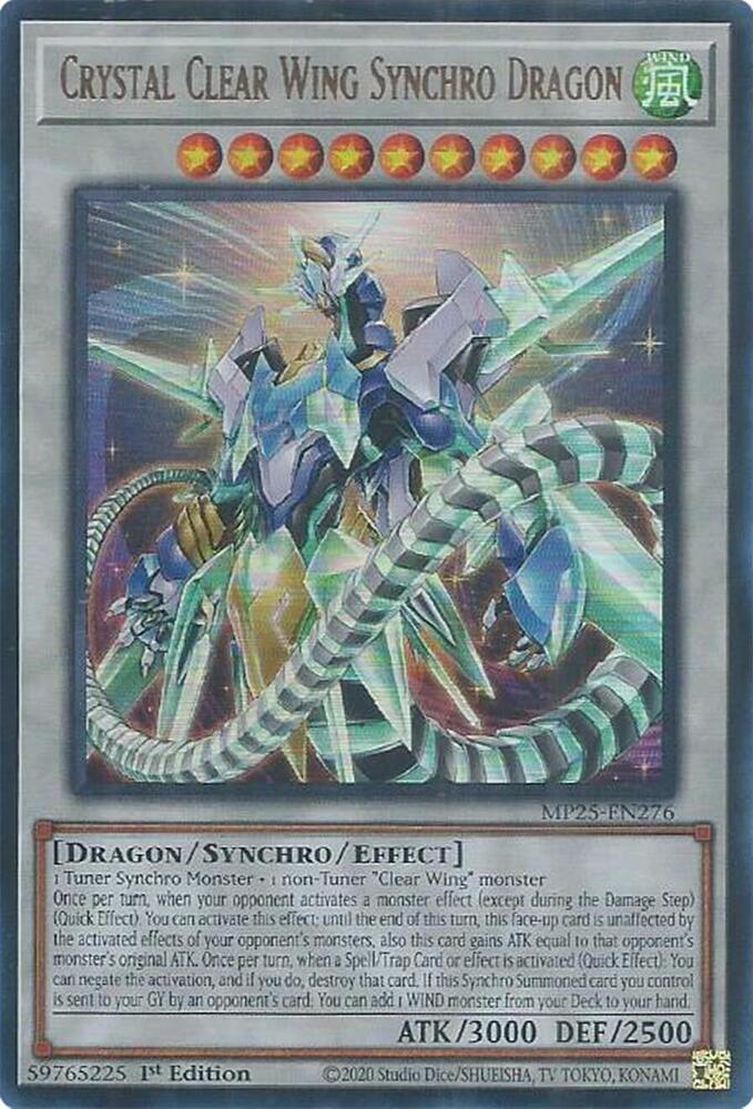 YuGiOh Cards 2025 Mega-Pack Crystal Clear Wing Synchro Dragon MP25-EN276 Ultra Rare