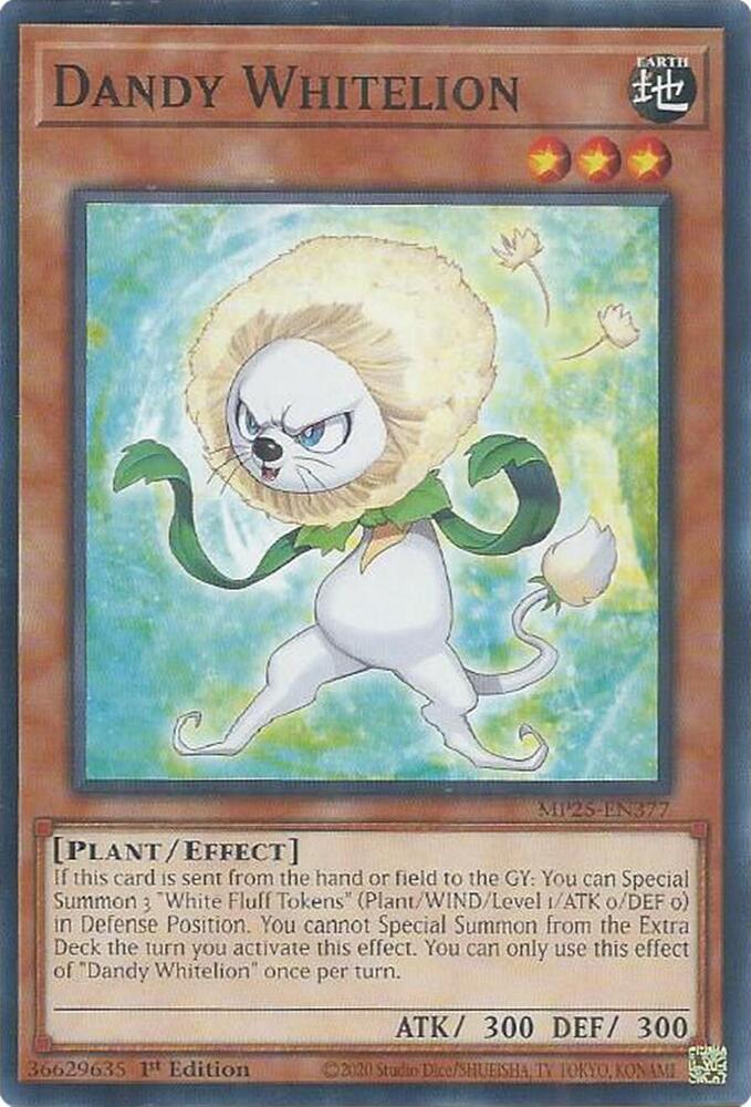 YuGiOh 2025 Mega-Pack Dandy Whitelion MP25-EN377 Common Near Mint 1st Edition