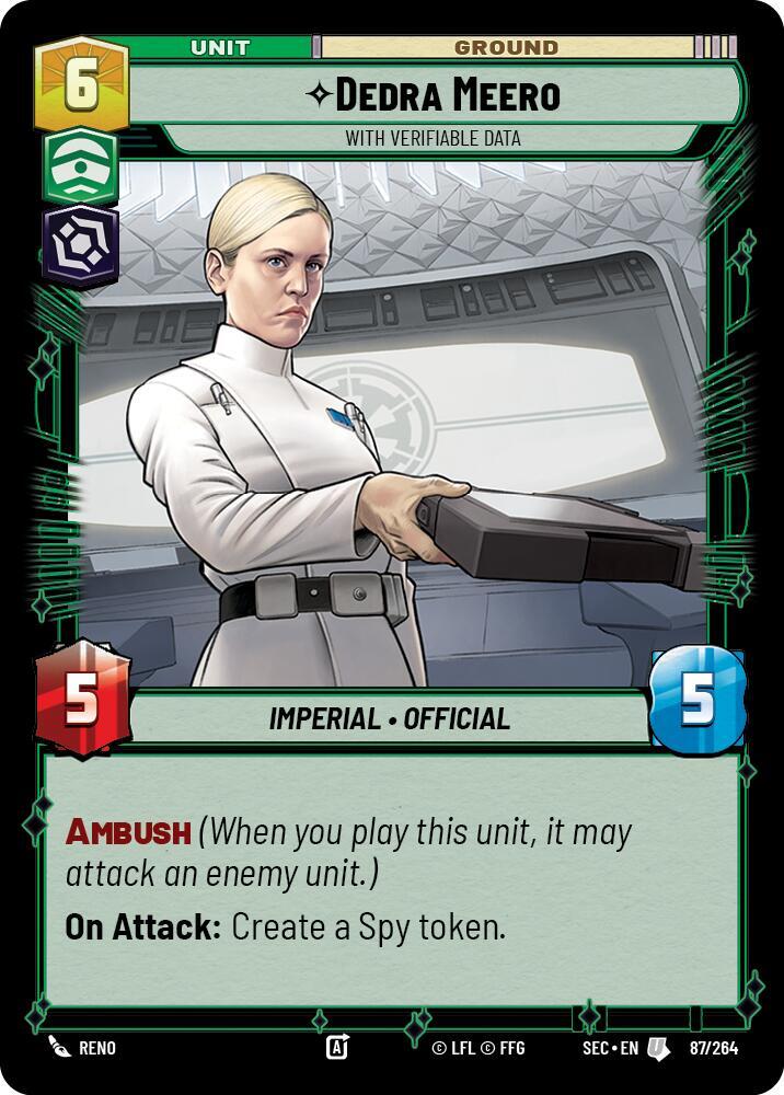 Star Wars Unlimited Secrets of Power Dedra Meero - With Verifiable Data 87/264 Uncommon Near Mint