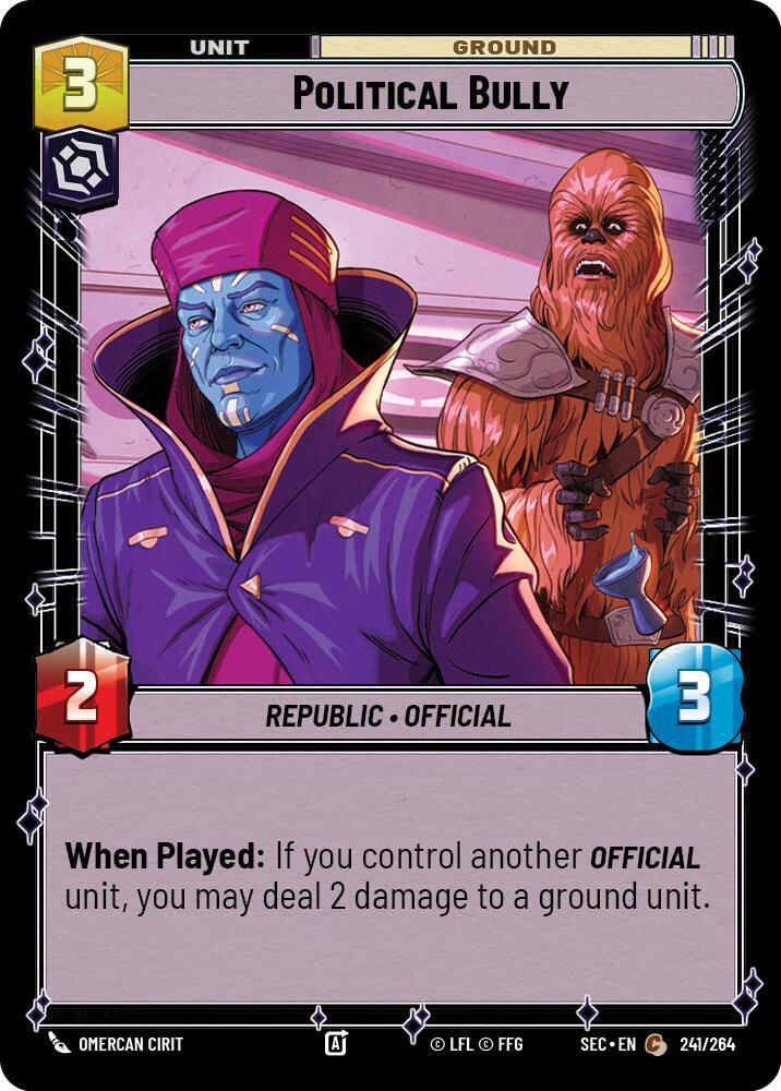 Star Wars Unlimited Secrets of Power Political Bully 241/264 Common Near Mint