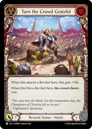 Flesh & Blood TCG Super Slam Turn the Crowd Grateful (Red) SUP049 Common Near Mint