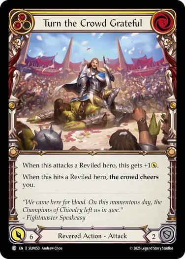 Flesh and Blood TCG Super Slam Turn the Crowd Grateful (Yellow) SUP050 Common
