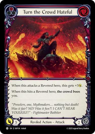 Flesh and Blood TCG Super Slam Turn the Crowd Hateful (Red) SUP114 Common