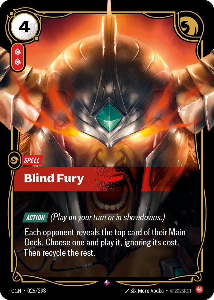Riftbound: League of Legends Trading Card Game Origins Blind Fury 025/298 Rare