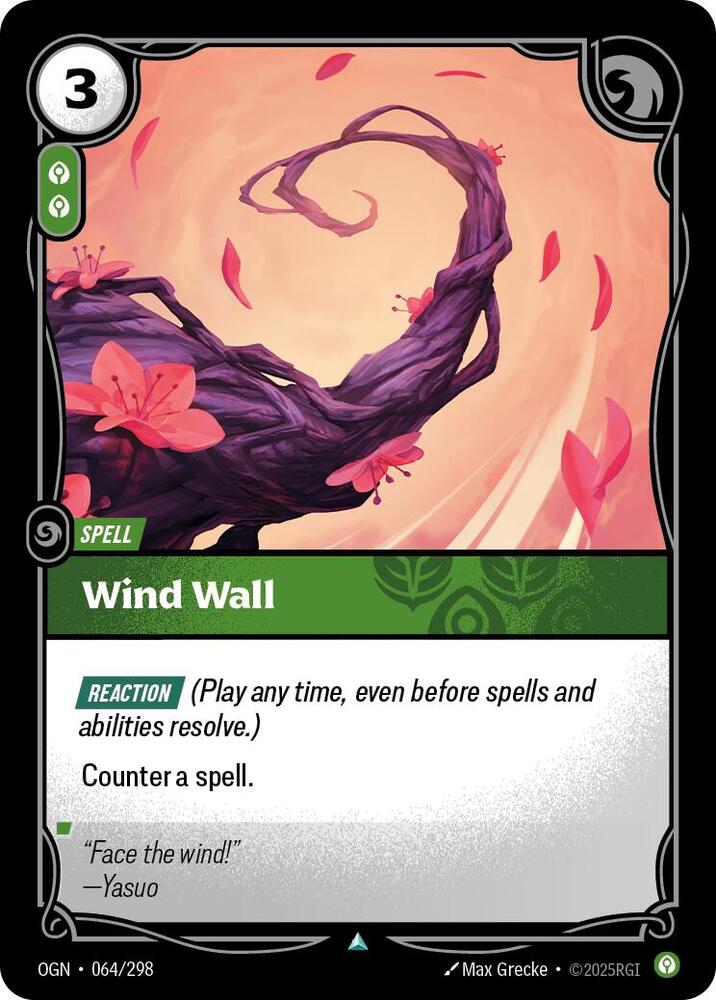 Riftbound: League of Legends Trading Card Game Origins Wind Wall 064/298 Uncommon