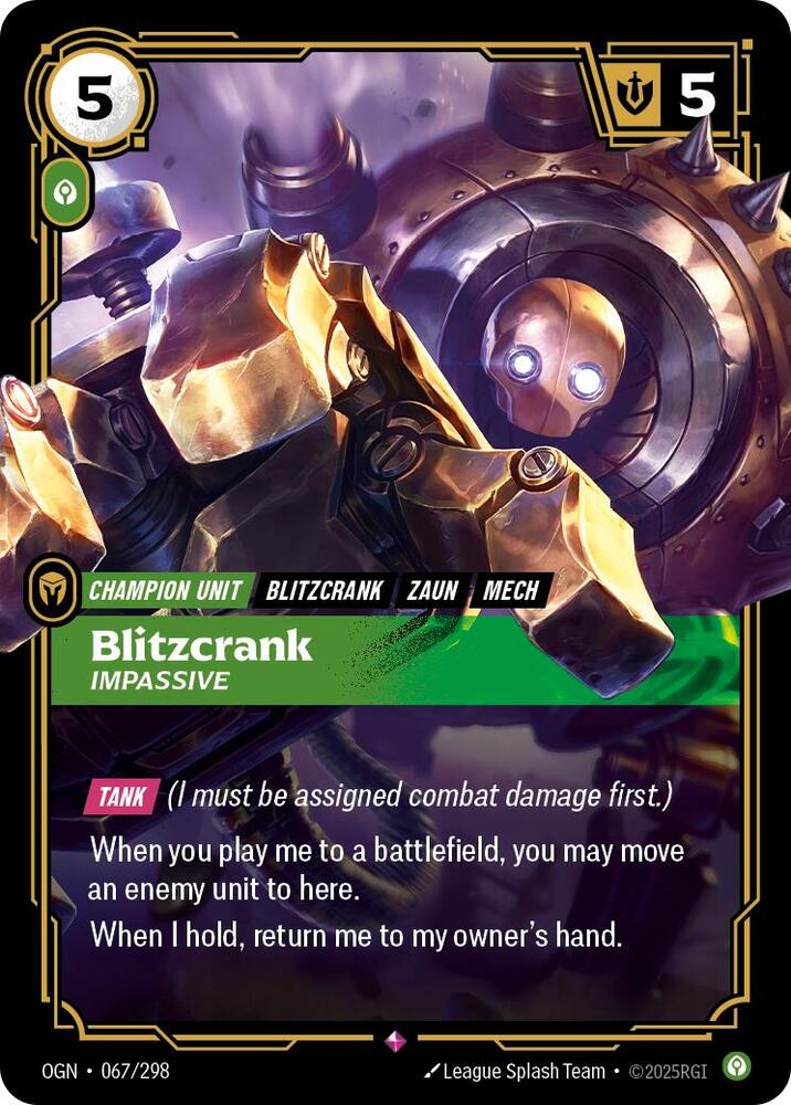 Riftbound: League of Legends Trading Card Game Origins Blitzcrank - Impassive 067/298 Rare