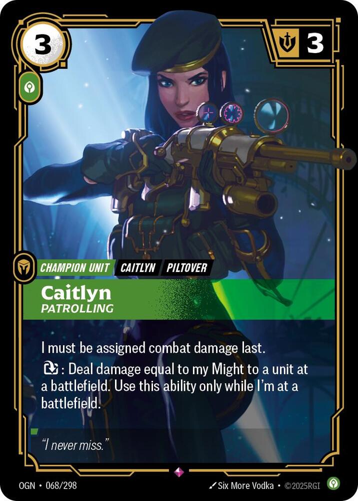 Riftbound: League of Legends Trading Card Game Origins Caitlyn - Patrolling #068 Rare Near Mint Foil