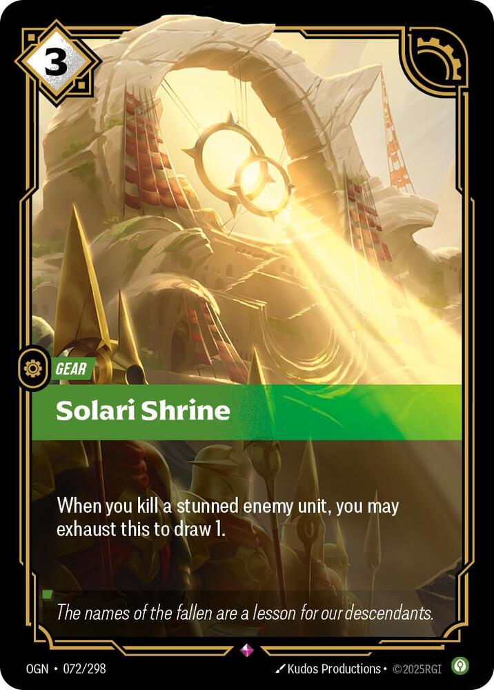Riftbound: League of Legends Trading Card Game Origins Solari Shrine #072 Rare Near Mint Foil