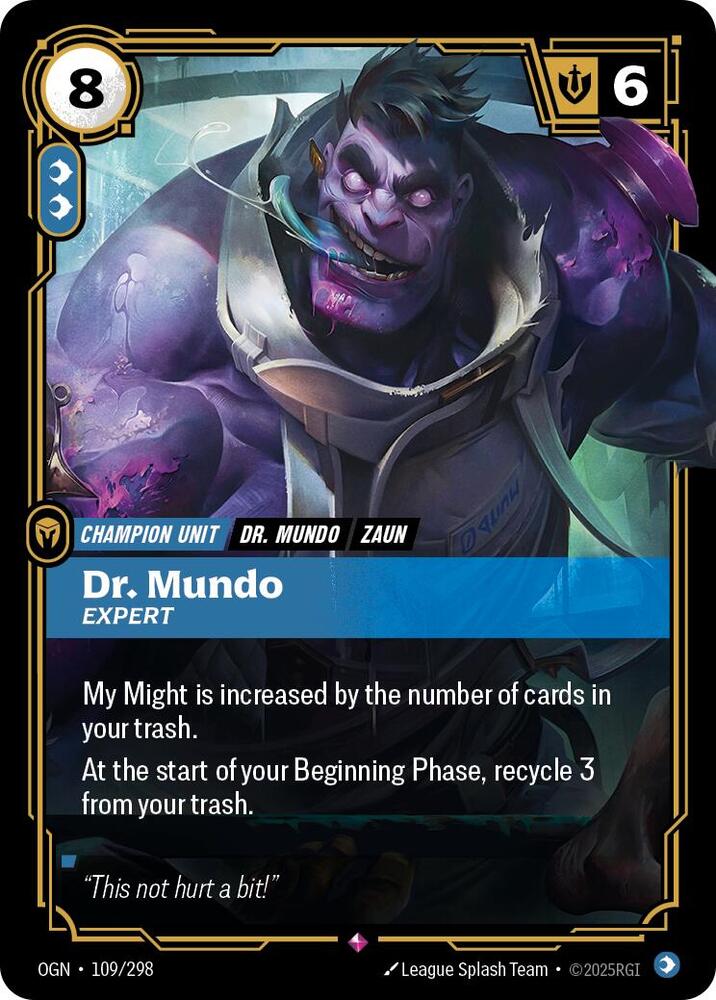 Riftbound: League of Legends Trading Card Game Origins Dr. Mundo - Expert #109 Rare Near Mint Foil