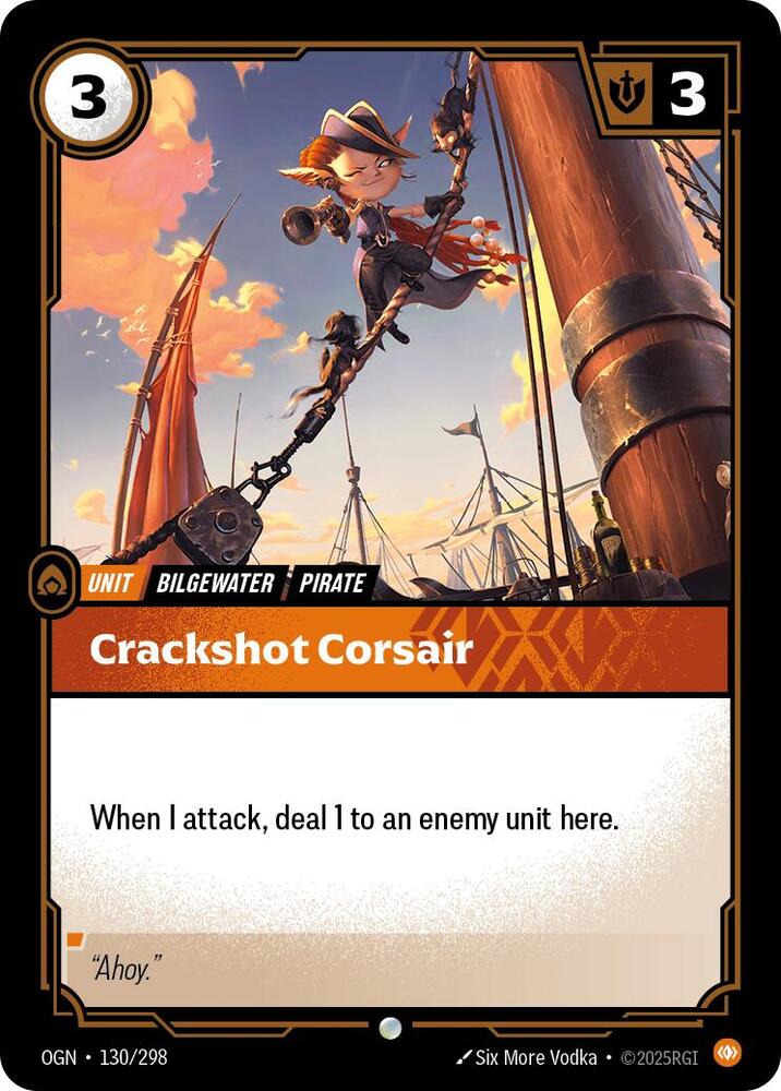 Riftbound: League of Legends Trading Card Game Origins Crackshot Corsair #130 Common Near Mint