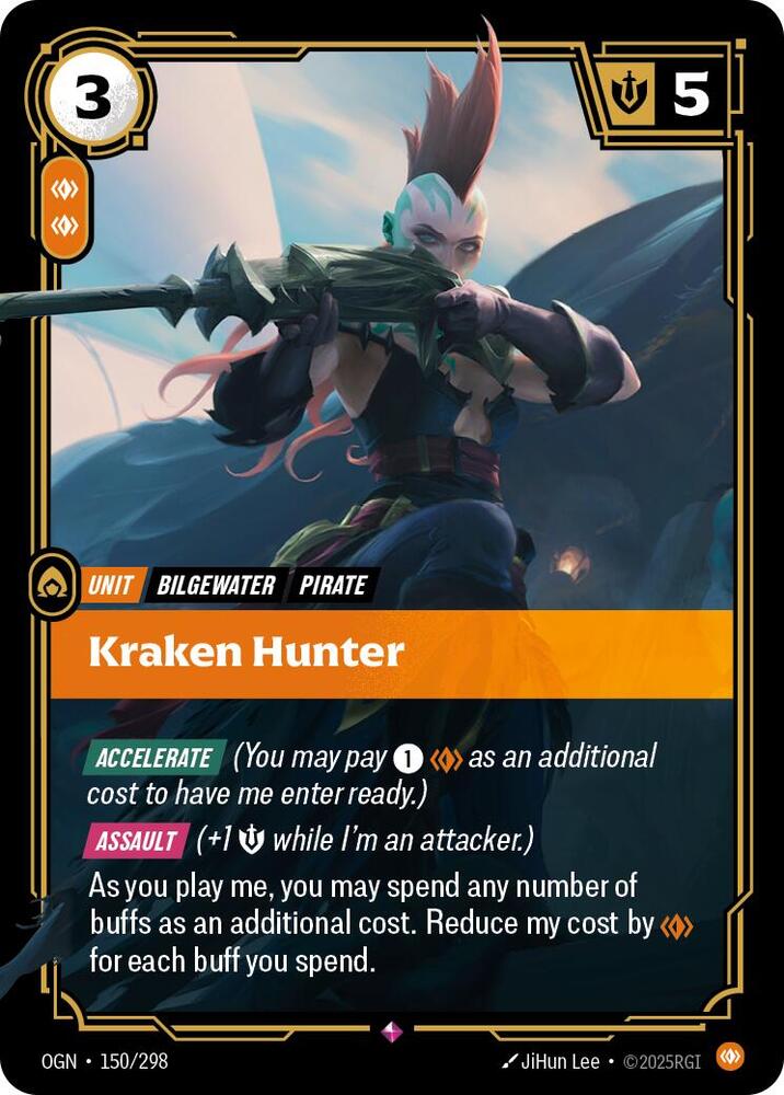 Riftbound: League of Legends Trading Card Game Origins Kraken Hunter #150 Rare Near Mint Foil