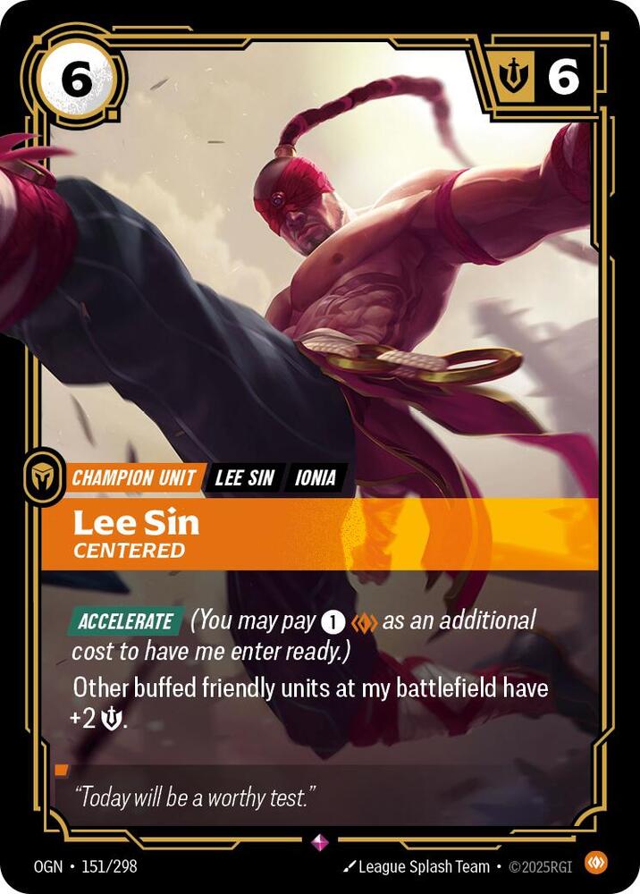 Riftbound: League of Legends Trading Card Game Origins Lee Sin - Centered #151 Rare Near Mint Foil