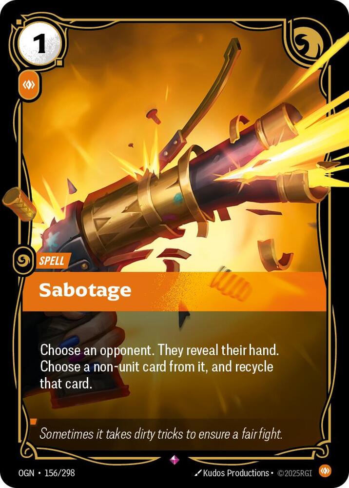 Riftbound: League of Legends Trading Card Game Origins Sabotage 156/298 Rare