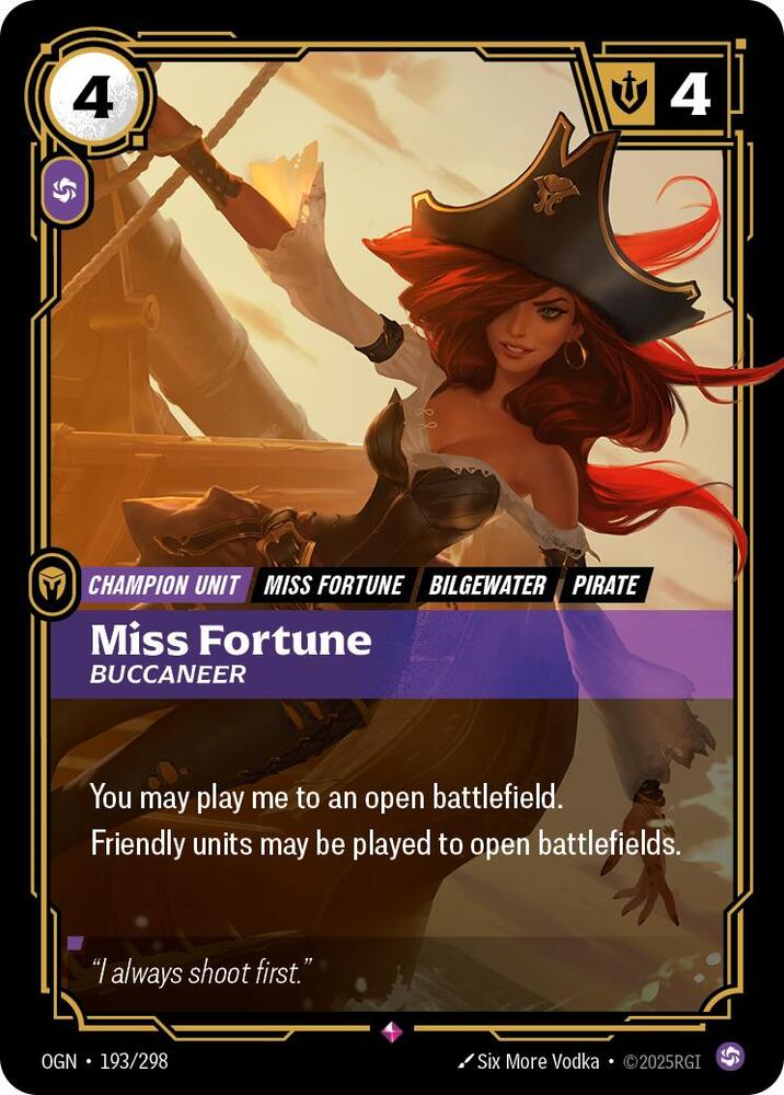 Riftbound: League of Legends Trading Card Game Origins Miss Fortune - Buccaneer 193/298 Rare