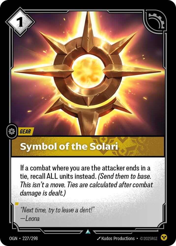 Riftbound: League of Legends Trading Card Game Origins Symbol of the Solari #227 Uncommon Near Mint