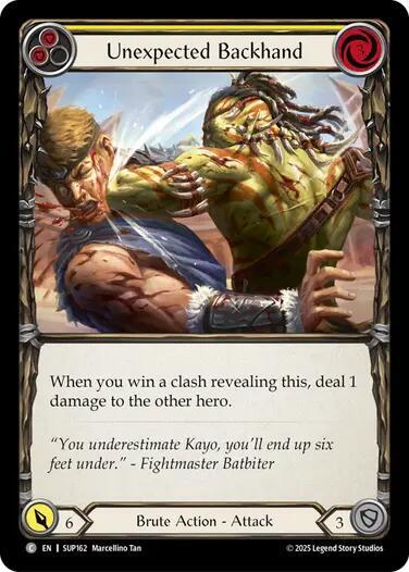Flesh and Blood TCG Super Slam Unexpected Backhand (Yellow) SUP162 Common