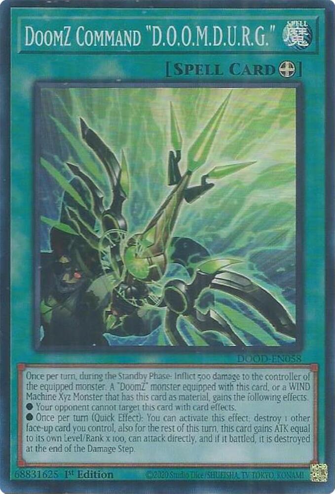 YuGiOh Cards Doom of Dimensions DoomZ Command "D.O.O.M.D.U.R.G." DOOD-EN058 Super Rare