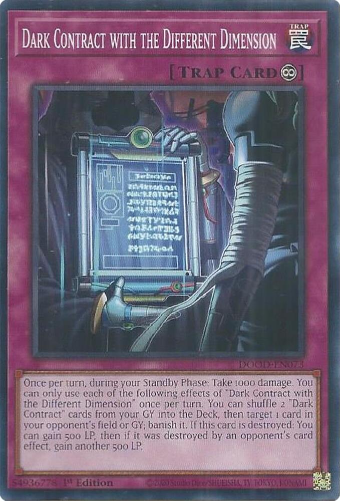 YuGiOh Cards Doom of Dimensions Dark Contract with the Different Dimension DOOD-EN073 Common