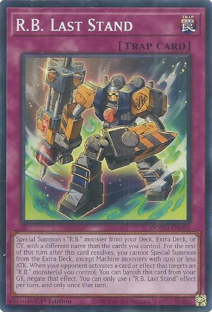 YuGiOh Cards Doom of Dimensions R.B. Last Stand DOOD-EN095 Common
