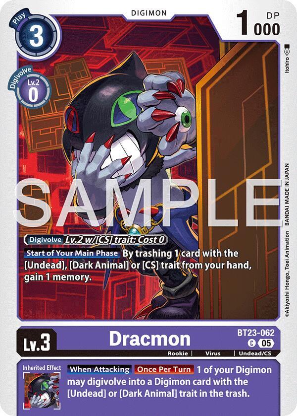 Digimon Card Game Hackers' Slumber Dracmon BT23-062 C Common Near Mint