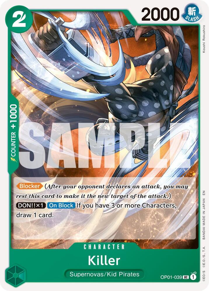 One Piece Card Game Premium Booster -The Best- Vol. 2 Killer (Reprint) OP01-039 UC Near Mint