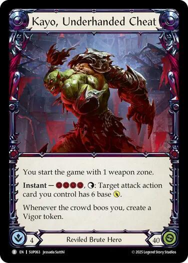 Flesh & Blood TCG Super Slam Kayo, Underhanded Cheat // Kayo, Strong-arm SUP063//SUP064 Basic Near Mint