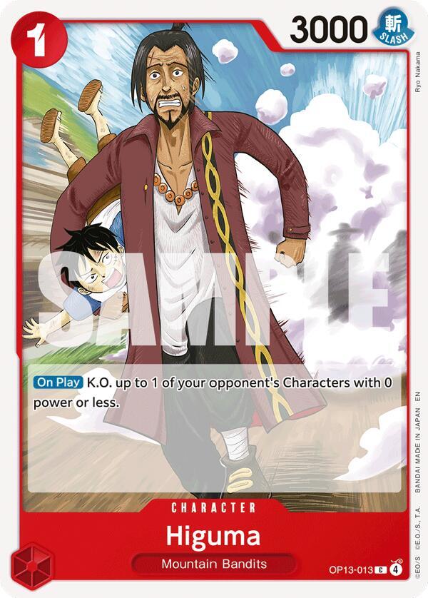 One Piece Card Game Carrying On His Will Higuma OP13-013 C Near Mint