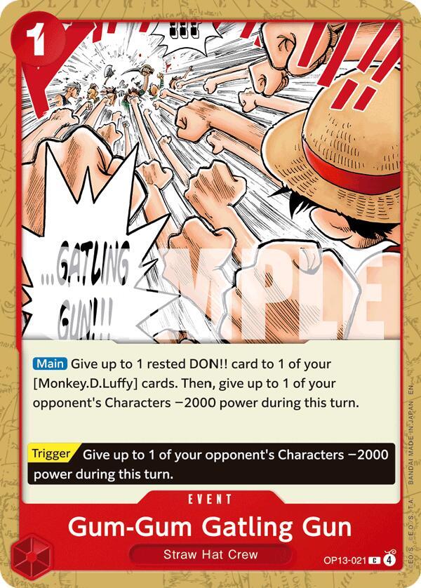 One Piece Card Game Carrying On His Will Gum-Gum Gatling Gun OP13-021 C Near Mint