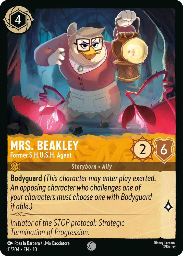 Lorcana TCG Whispers in the Well Mrs. Beakley - Former S.H.U.S.H. Agent 11/204 Common Near Mint Cold Foil