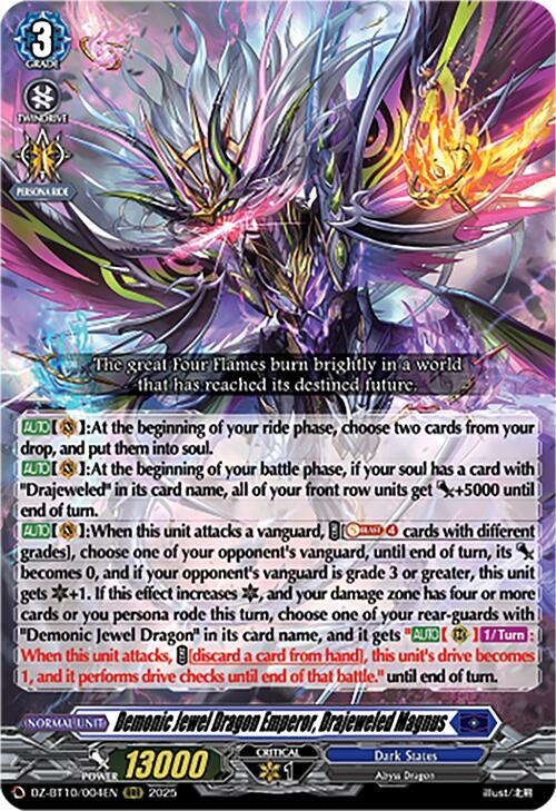 Cardfight Vanguard DZ-BT10: Dragonsoul Resonance Demonic Jewel Dragon Emperor, Drajeweled Magnus Triple Rare