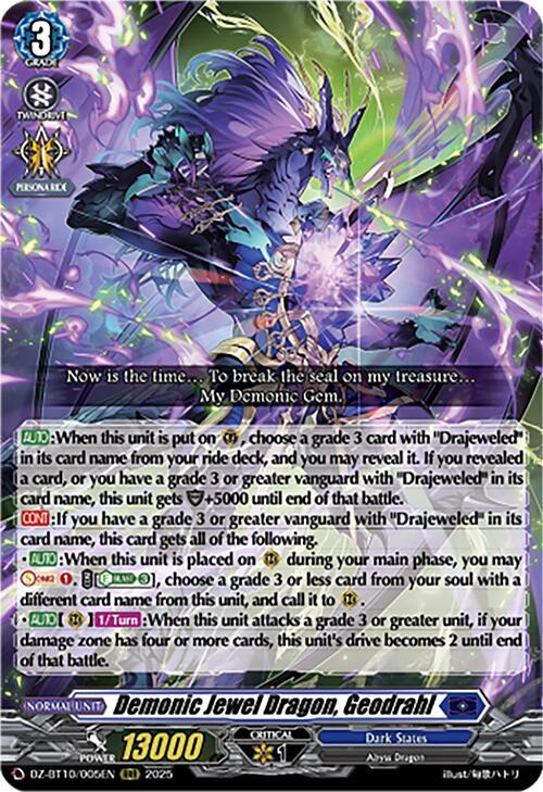 Cardfight Vanguard DZ-BT10: Dragonsoul Resonance Demonic Jewel Dragon, Geodrahl Triple Rare