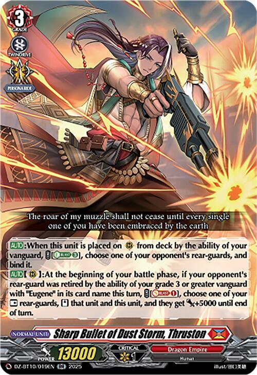 Cardfight Vanguard DZ-BT10: Dragonsoul Resonance Sharp Bullet of Dust Storm, Thruston DZ-BT10/019EN RR Near Mint
