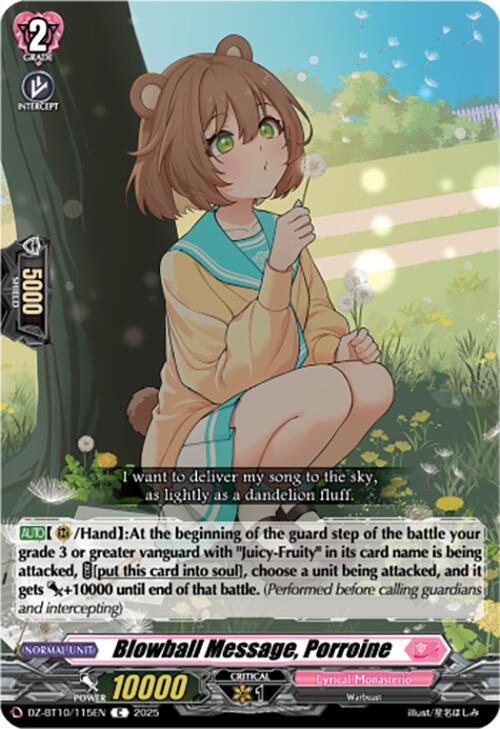 Cardfight Vanguard DZ-BT10: Dragonsoul Resonance Blowball Message, Porroine DZ-BT10/115EN - Common