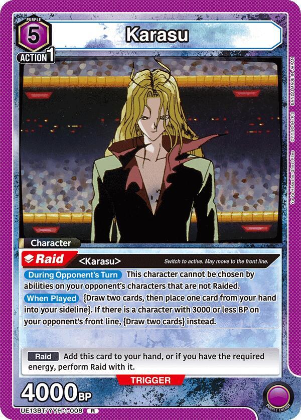 Union Arena UE13BT: Yu Yu Hakusho: Ghost Files Karasu (008) UE13BT/YYH-1-008 Rare Near Mint Foil