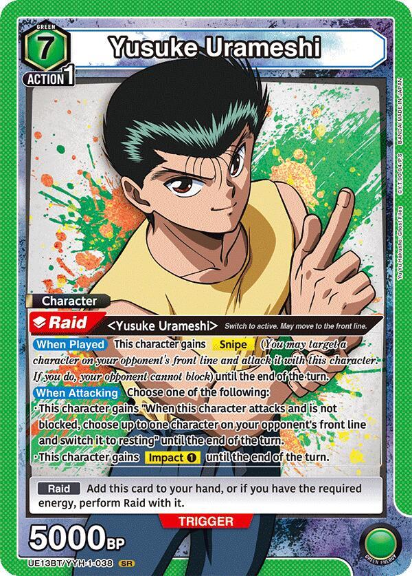 Union Arena UE13BT: Yu Yu Hakusho: Ghost Files Yusuke Urameshi (038) UE13BT/YYH-1-038 Super Rare Near Mint Foil