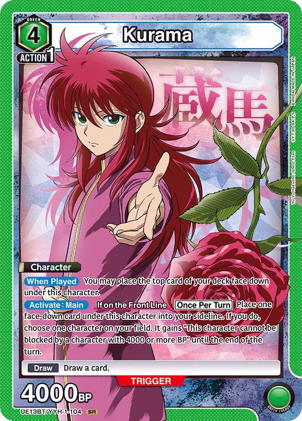 Union Arena UE13BT: Yu Yu Hakusho: Ghost Files Kurama (104) UE13BT/YYH-1-104 Super Rare Near Mint Foil