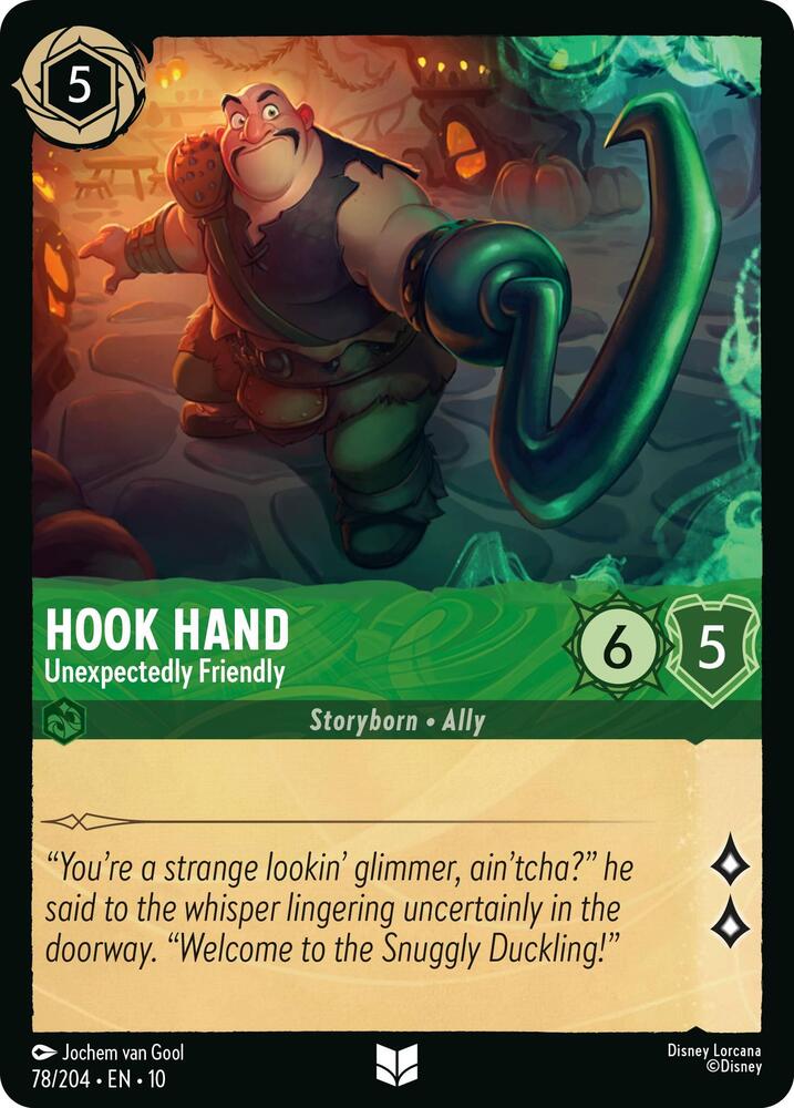 Lorcana TCG Whispers in the Well Hook Hand - Unexpectedly Friendly 78/204 Uncommon Near Mint